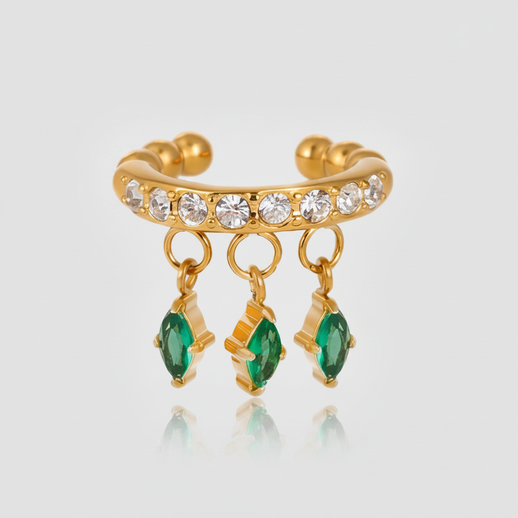 Emerald Drop Earcuffs