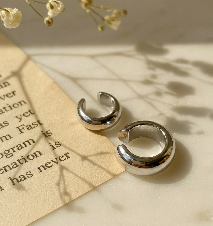 Mismatched Silver Hoops