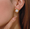 Vintage Pearl Cushion Stud Earrings