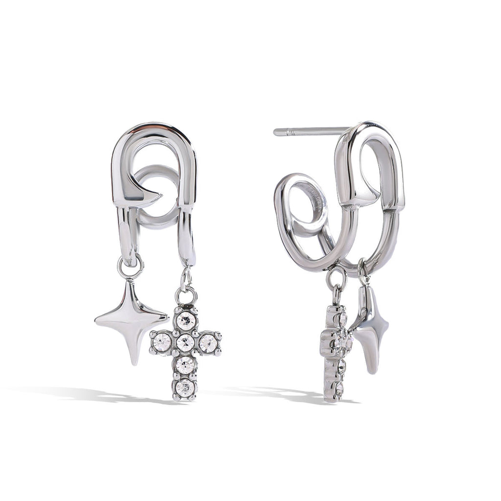 Safety Pin Drop Earrings