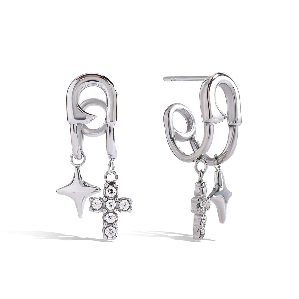 Safety Pin Drop Earrings